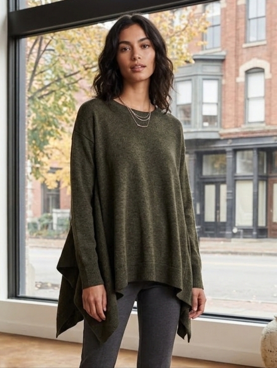 Anthropologie Sweaters - Anthropologie Women's Olive Quiet Luxury Modern Merino Wool Sweater Size XS-M